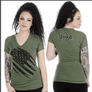 Jackyl Distressed Flag V-Neck - Army Green