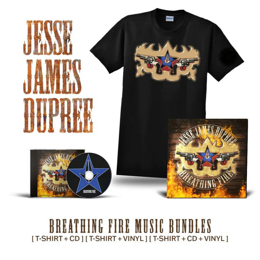 Autographed Breathing Fire Music & Jesse James Dupree T-Shirt Bundle