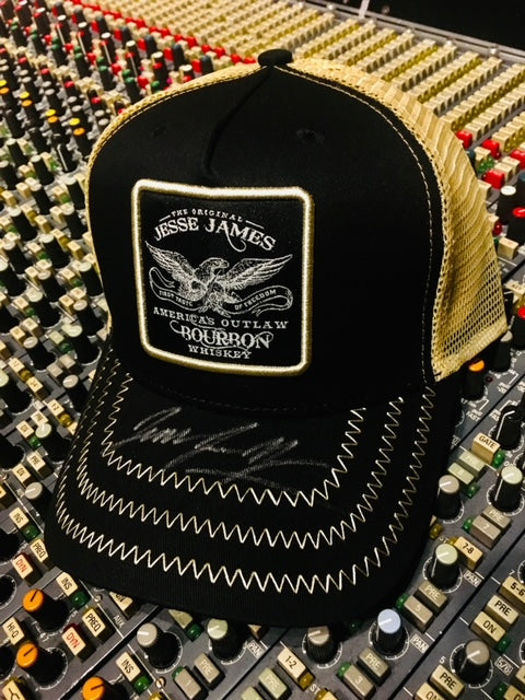 Jesse James Bourbon Autographed Trucker Hat Black Patch