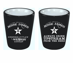 Jesse James Bourbon Black Ceramic Shot Glasses